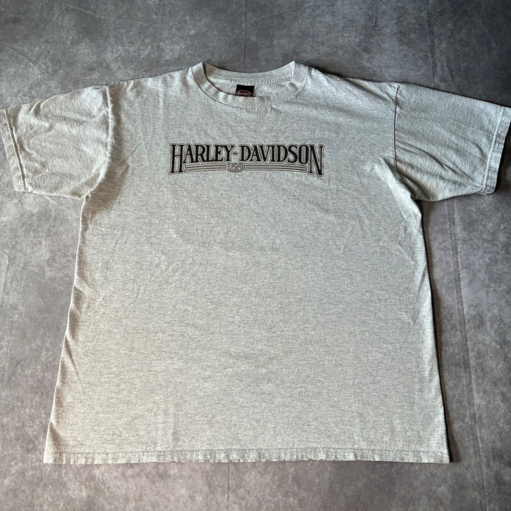 Harley Davidson Deadwood Black Hills Rally 2001 T-Shirt Gray Mens XL biker USA